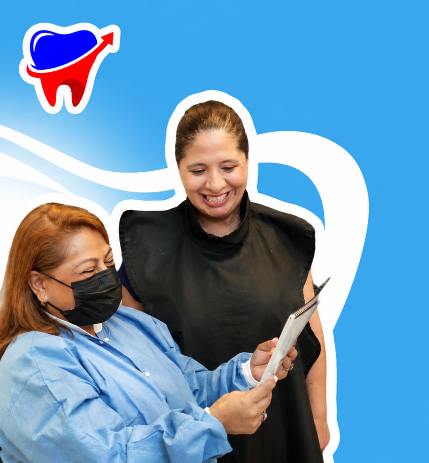 Dentist consulting with patient